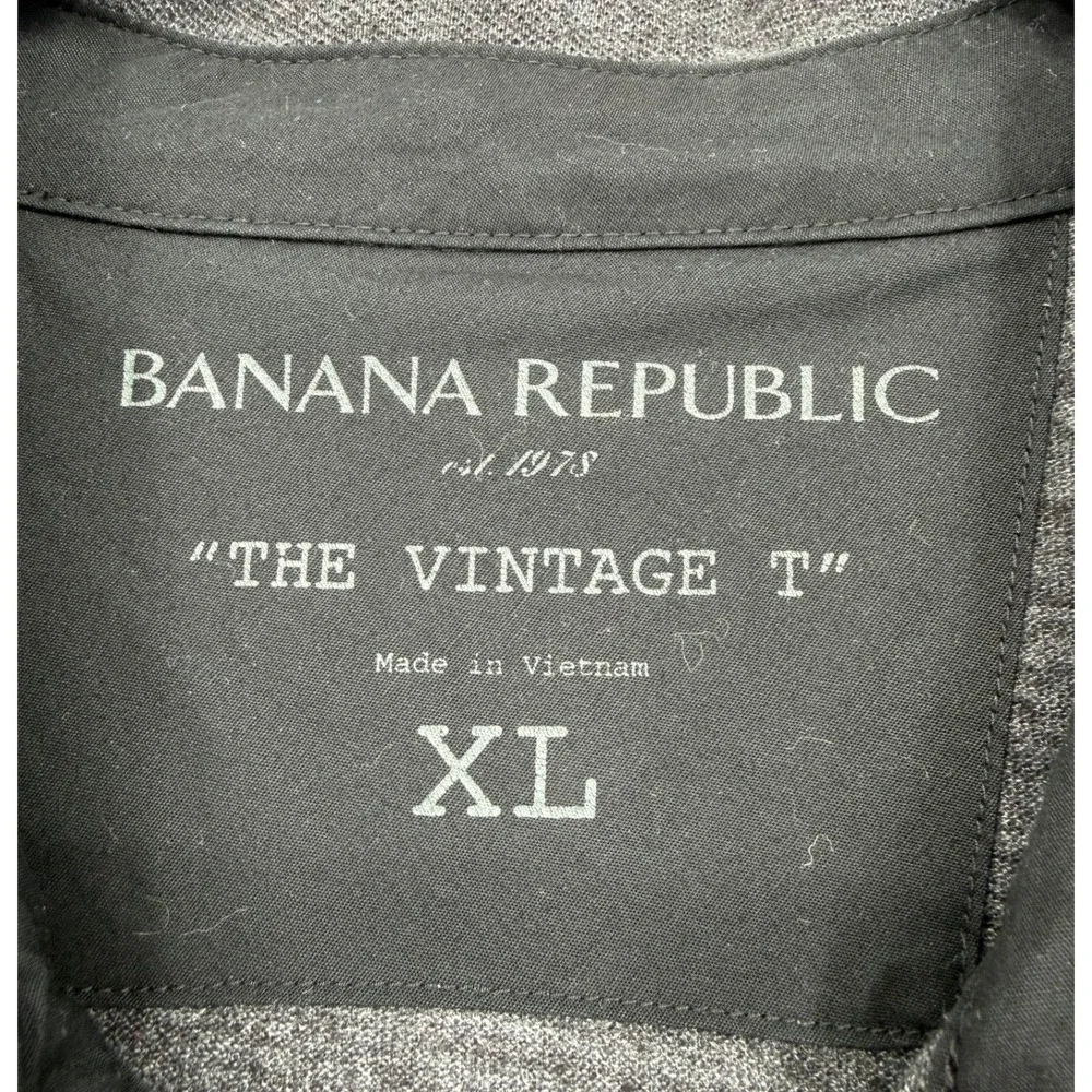 Banana Republic The Vintage T Mens XL Gray Knit Button Up Roll Tab Sleeve Shirt